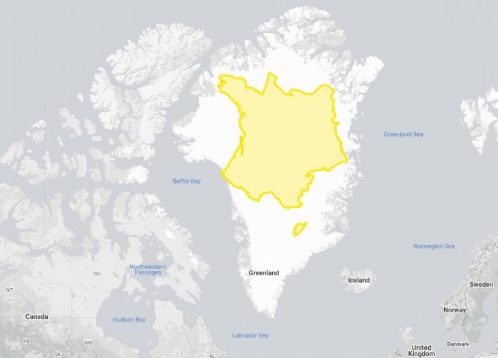 2. Frankreich passt perfekt in Grönland hinein!