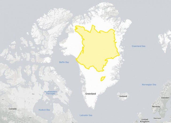 2. Frankrijk past met gemak in Groenland!