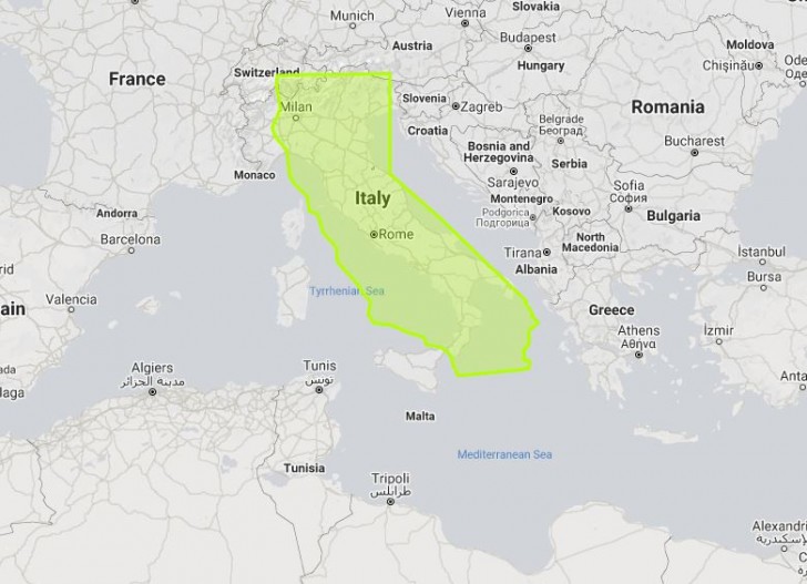 4. De uitgestrektheid van Californië: het is "langer" dan het hele Italiaanse schiereiland!