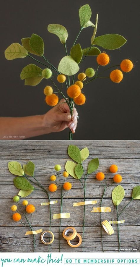 2. Avec du fil de fer et du feutre vous pouvez transformer les boules en fleurs stylées