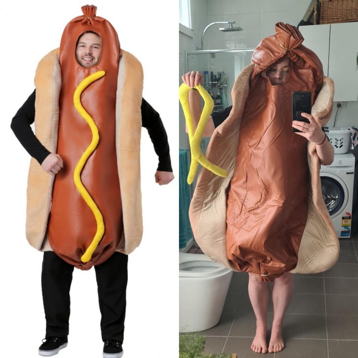 11. Aber es ist ein Hot Dog-Kostüm ... sicher, es weist zugegebenermaßen einige „kleine“ Unterschiede zum Originalfoto auf ...