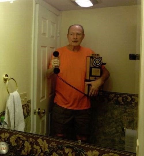 My father taking an absurd selfie ...