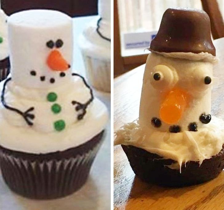 He was supposed to have been a cute snowman ... but he looks like he came out of a nightmare!