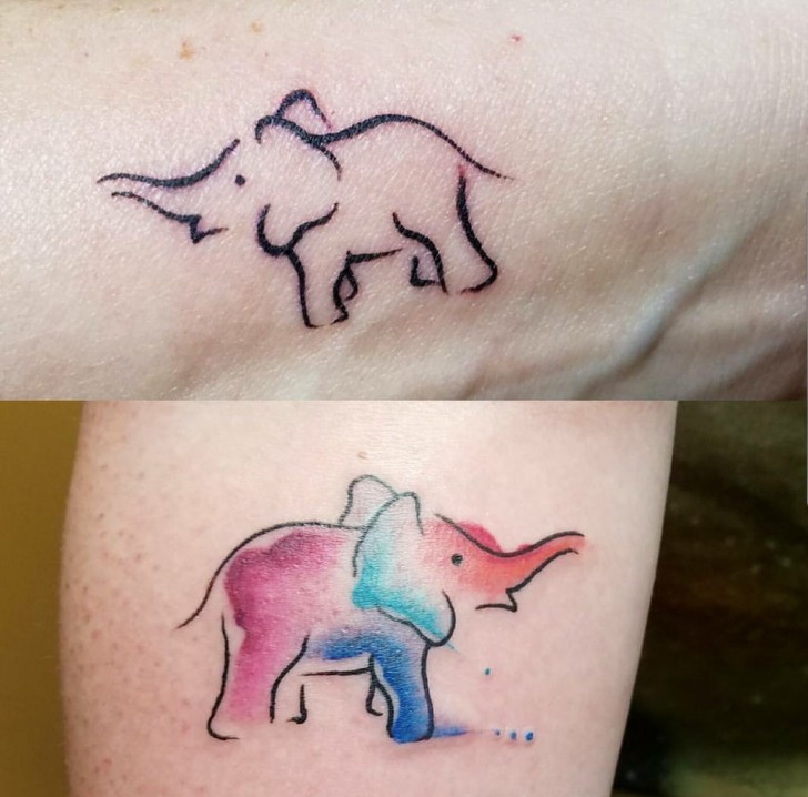 ¡Un pequeño elefante coloreado para celebrar el afecto entre madre e hija!