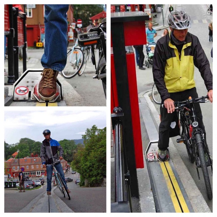 1. "Escalators" pour les vélos : nous sommes en Norvège !