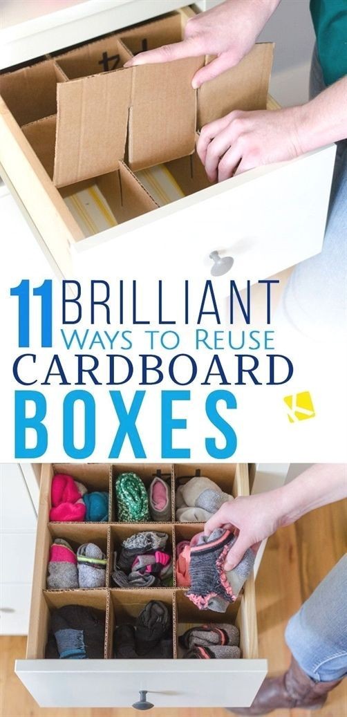 7. Gebruik kartonnen dozen om handige ladeverdelers te maken