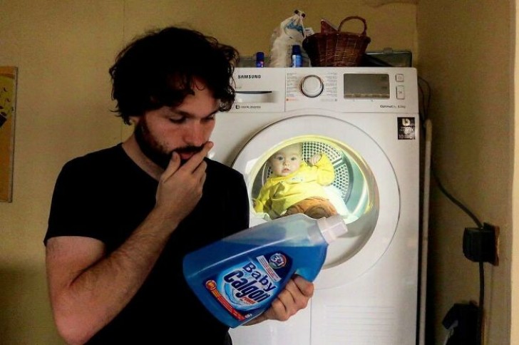 "Alors, les instructions de lavage recommandent de garder la lessive hors de portée des enfants..."