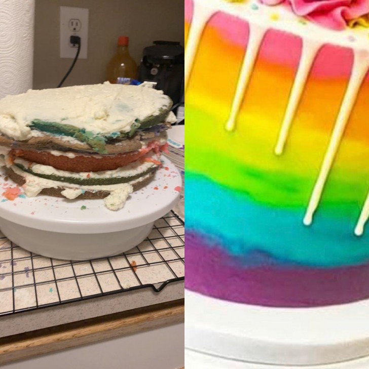 19. Gâteau arc-en-ciel ou "gâteau" bizarre avec une forme indéfinie ?