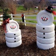 4. Vous pouvez aussi créer des bonhommes de neige avec des pneus