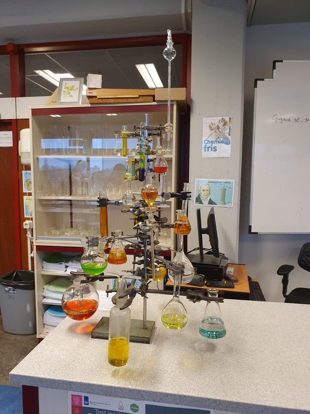 The prize for the most original Christmas tree, goes to the one made by my chemistry teacher!
