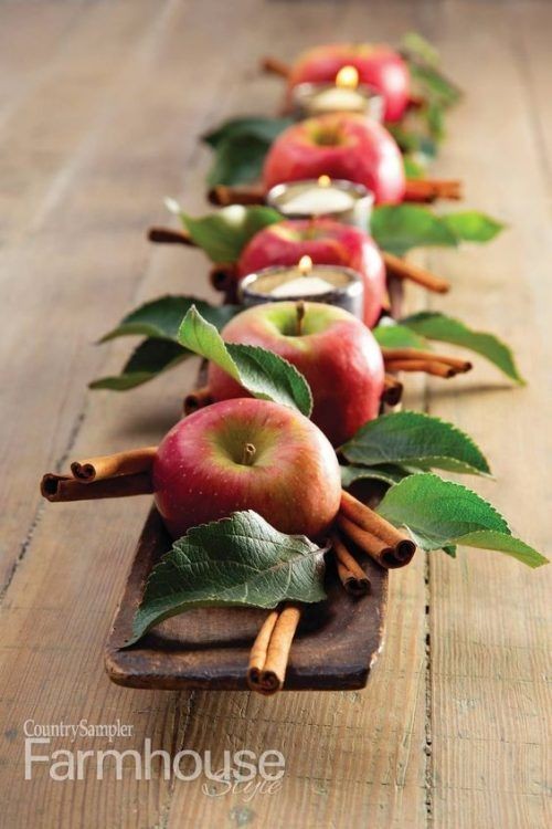 10. La délicieuse combinaison de pommes et de cannelle crée un beau centre de table, que vous pourrez ensuite " consommer " !