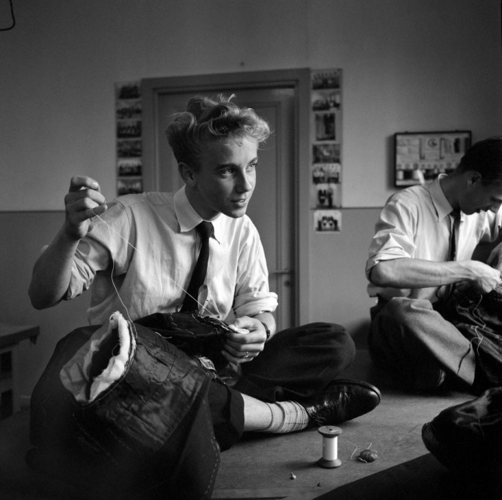 My grandfather while learning to be a tailor in the 50s: what class!