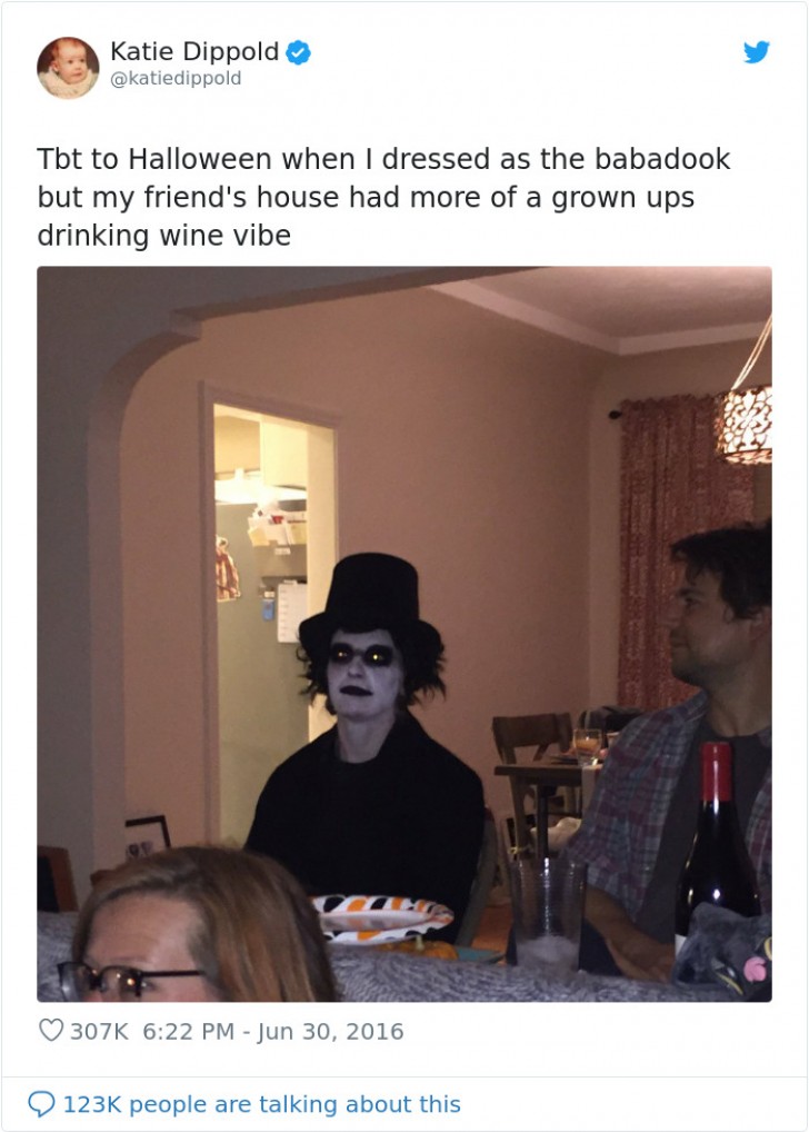 2. When you go to a Halloween party dressed as the Babadook, but the night has more of a "grown-up wine" vibe