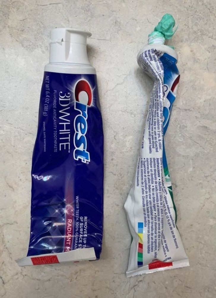5. Es gibt jene, die Zahnpasta so benutzen, wie sie ist (auf gut Glück!), und jene, die eine bestimmte Technik haben, um nur die richtige Menge an Produkt hochzudrücken!