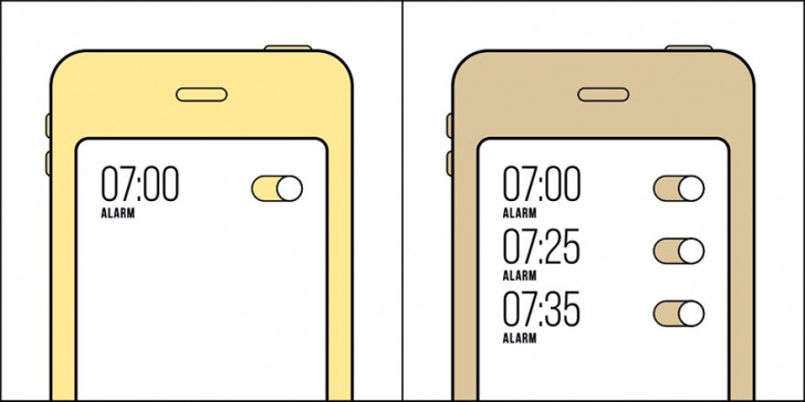 9. Quem coloque o celular para despertar só uma vez e quem precise de "mais cinco minutinhos"!