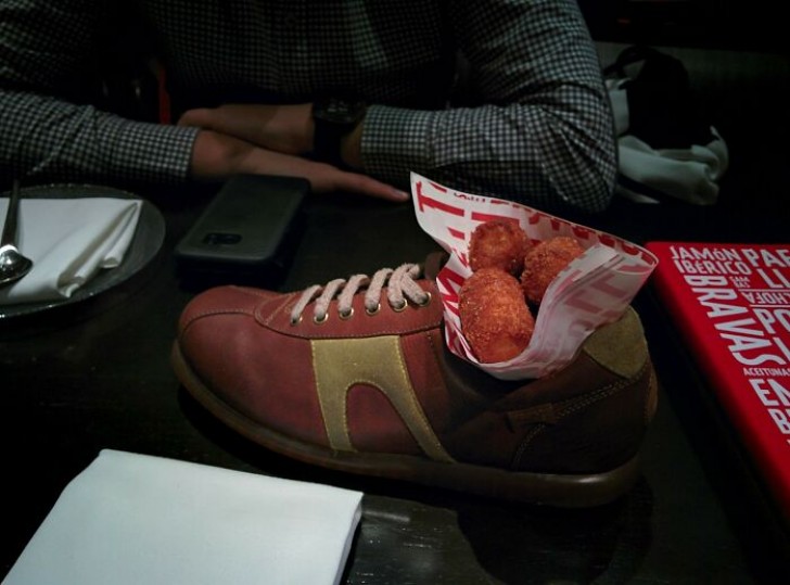 4. They might have been delicious croquettes or supplì, but the shoe has ruined everything ...