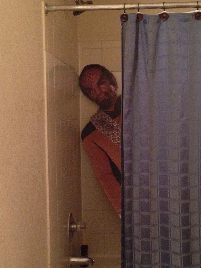 He's always trying to scare me in the bathroom!