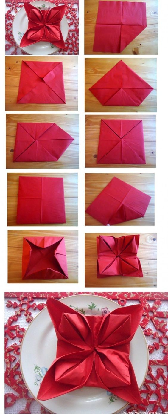 7. Pensate ai tovaglioli come fogli per origami e potrete modellarli in mille modi diversi