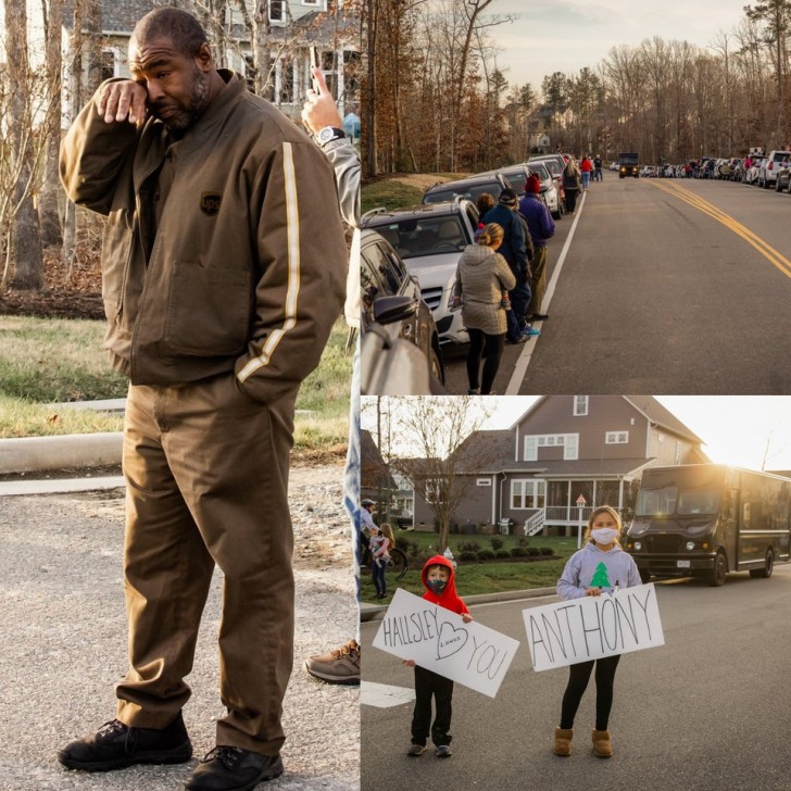 Un coursier qui a travaillé dur pour livrer des colis à temps pour Noël et en plein confinement est applaudi par le voisinage. Touchant !