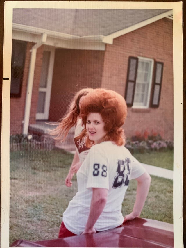 1. "Mom, with her fantastic hair in the sixties!"