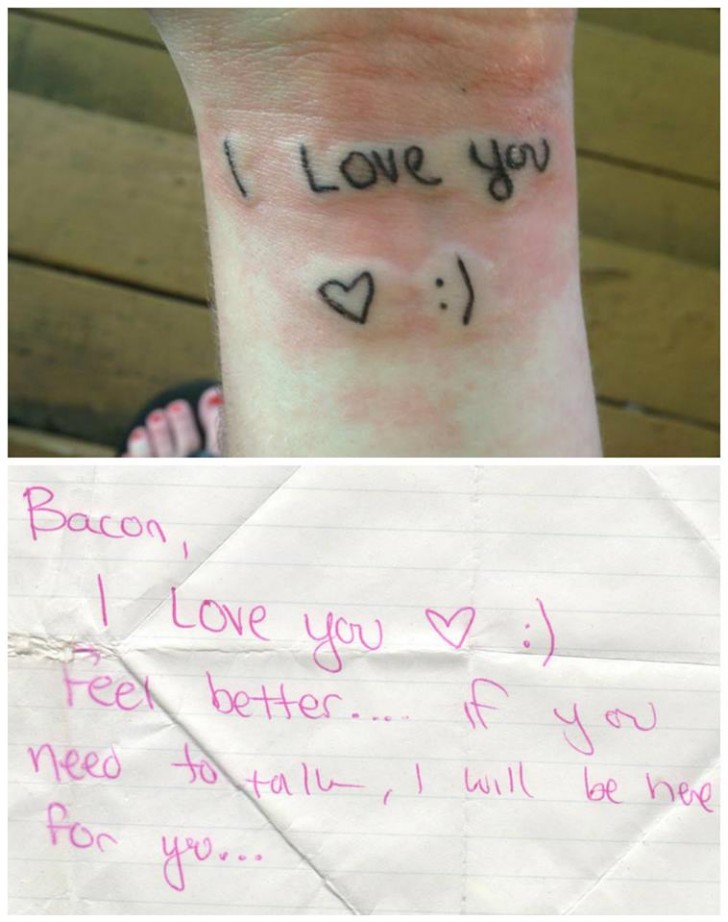 10. This girl decided to tattoo the message her best friend once left for her to find.