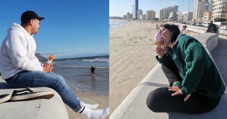 11. Lorsque vous allez à la plage pour déguster une glace et que vous avez deux possibilités immortaliser le moment : avec une bonne photo et avec une photo plus moche