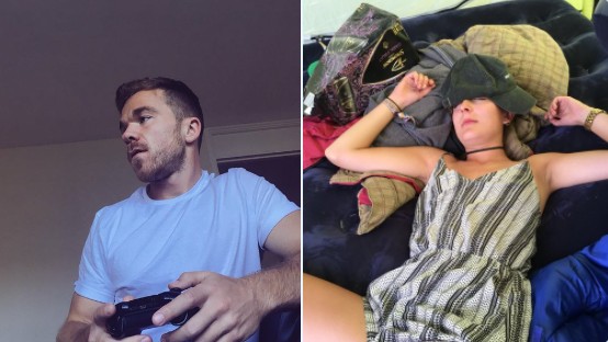 3. Links spielt er Videospiele, rechts schläft sie: eine andere Art, den Satz "ein natürliches Foto machen" zu verstehen.