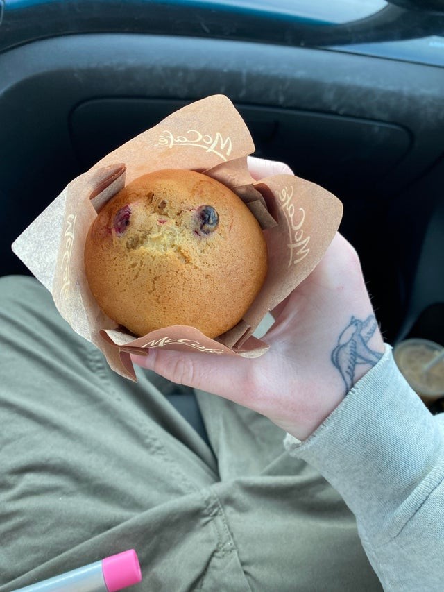 7. This muffin shows all its disappointment before it is eaten