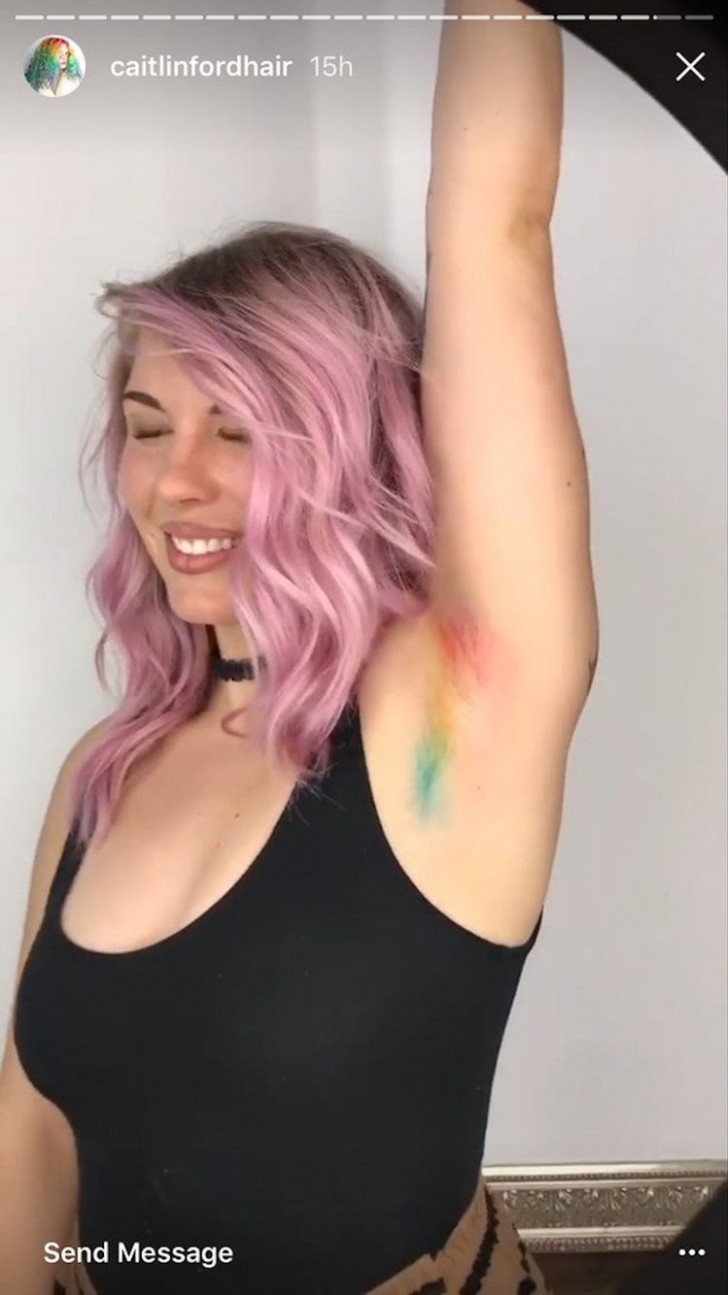 Aquí los colores del arcoíris realizados por Caitlin sobre esta joven: