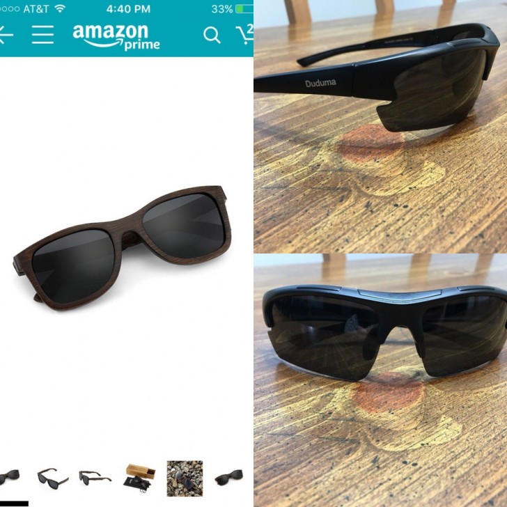17. L'homme voulait acheter une paire de lunettes de soleil à la mode, mais il en a reçu une toute autre paire. Adieu les achats en ligne.
