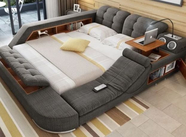 9. Das perfekte Bett für alle, die sich ausruhen und alles zur Hand haben wollen!