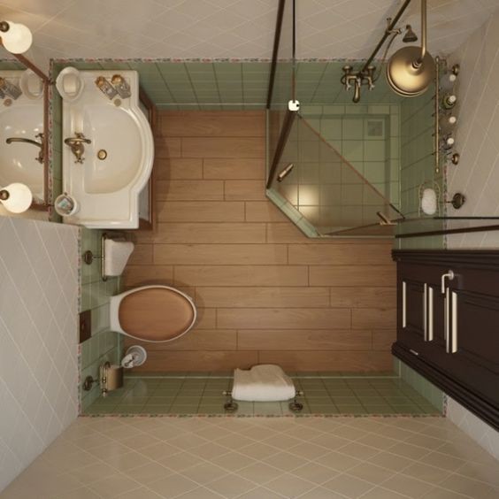 4. De indeling om een kleine vierkante badkamer zo goed mogelijk te benutten