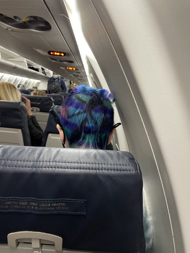 Pelo menos trouxe um pouco de cor a uma viagem chata de avião!