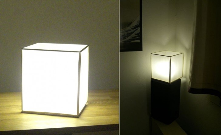 2. Questa invece è una lampada da tavolo in stile Shoji, anch'essa fatta con carta (da lucido)