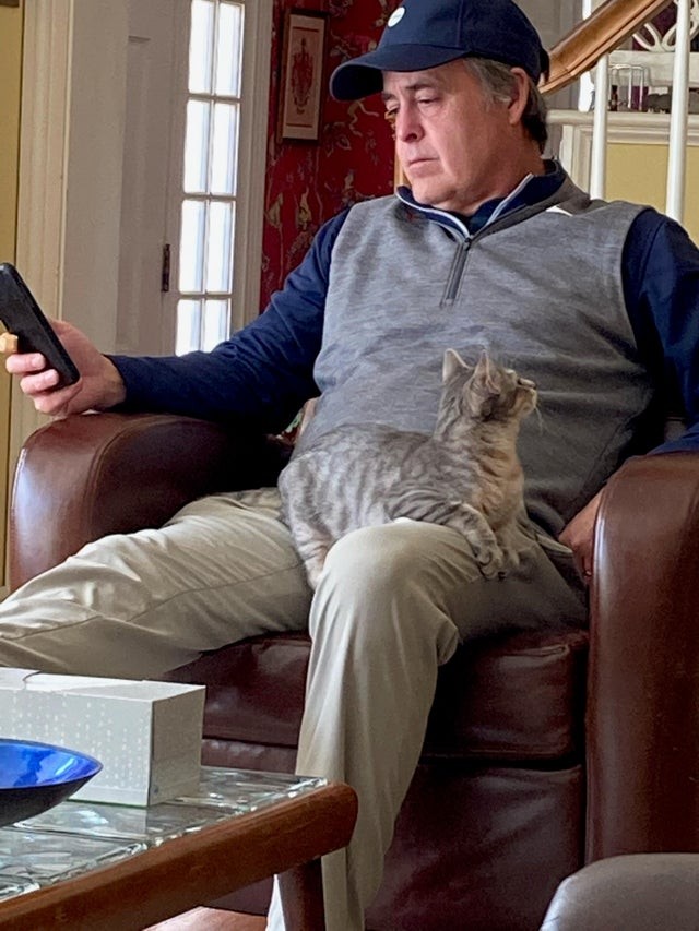 I believe that despite everything, dad and cat like each other!