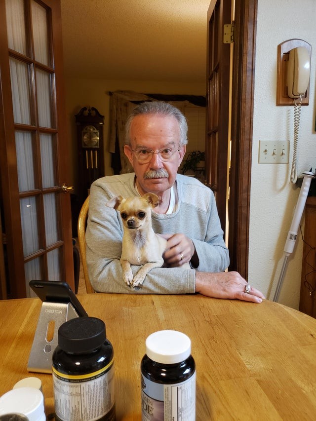 He didn't want a dog in the house, now dad shares breakfast every morning with his little four-legged friend!