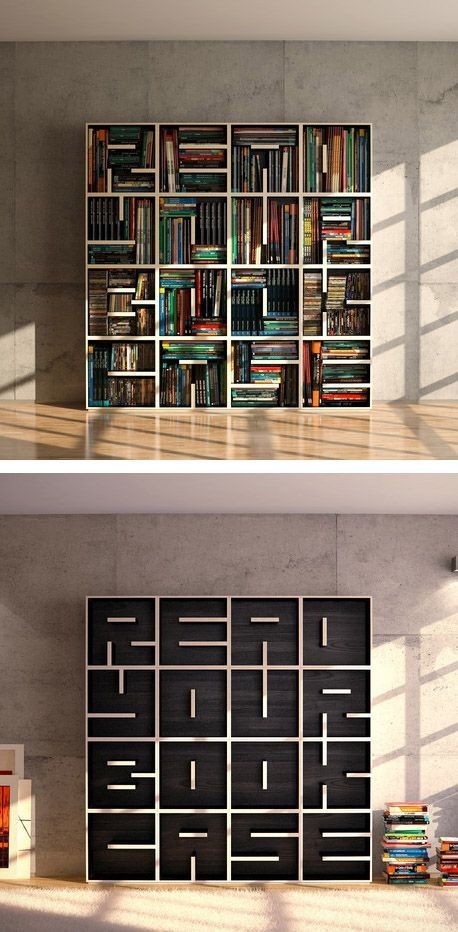 2. Door die houten elementen in elk vak van de boekenkast aan te brengen, kun je de boeken zo plaatsen dat ze ook een decoratief detail worden