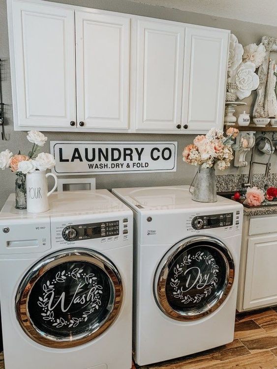 1. Mooie "wassen" en "drogen"-stickers voor het wasmachine/droger-paar