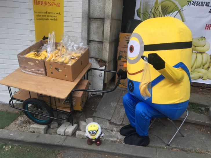 15. Un Minion che vende banane per strada? Normale: siamo in Corea del Sud!