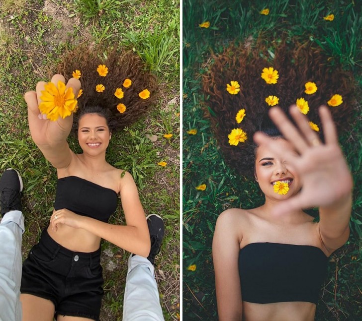 11. If you were wondering how many influencers manage to be photographed in nature and lying in among flowers