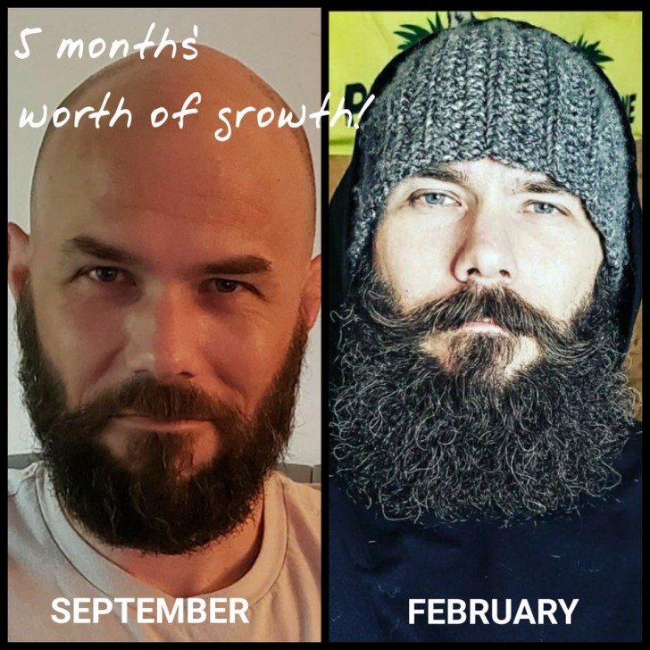 Wie sehr die Dinge sich vom September zum Februar ändern können: Jetzt bin ich mit dem gewachsenen Bart nicht wiederzuerkennen geworden!