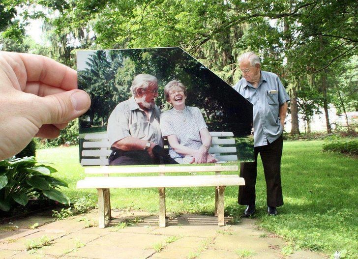 Mismo banco, mismos recuerdos: ¡queridos abuelos, no los olvidaré jamás!