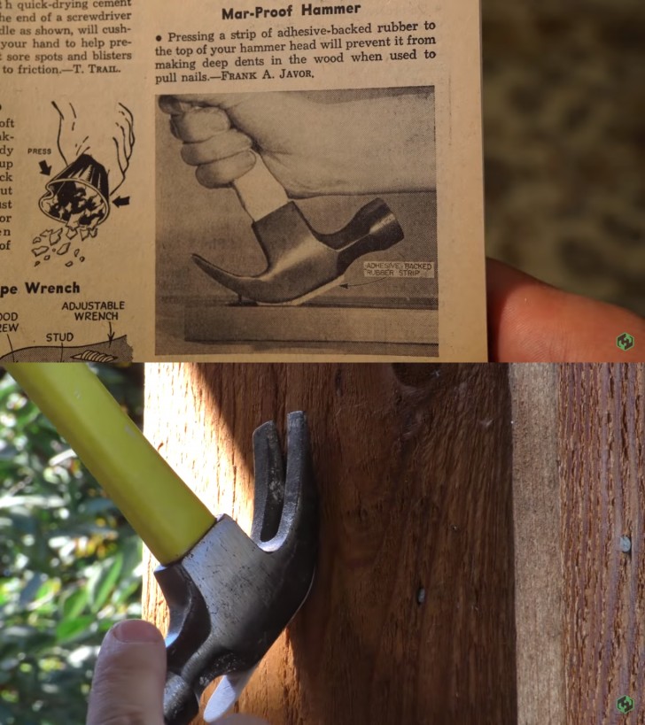 Per evitare segni sul legno quando si cavano chiodi col martello