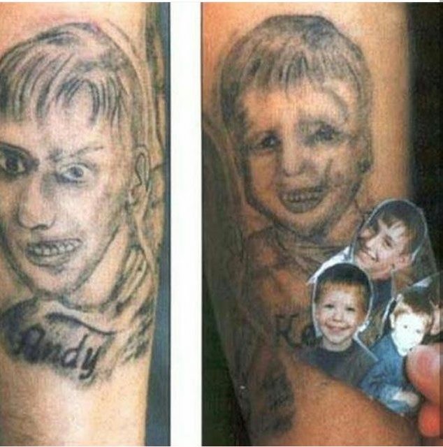 2. Si è fatto tatuare il volto dei suoi figli, ma sembra un film horror!