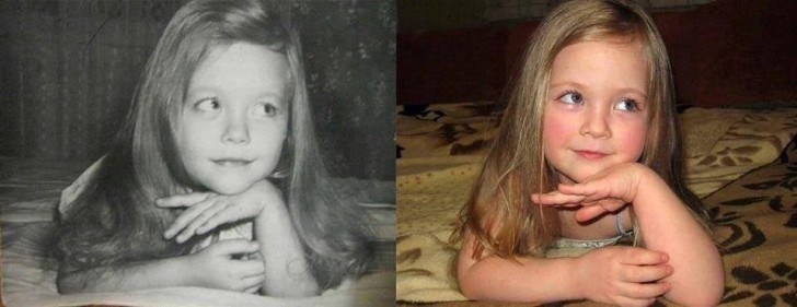 9. ¡A la izquierda está la madre en 1980, a la derecha la hija en el 2014!