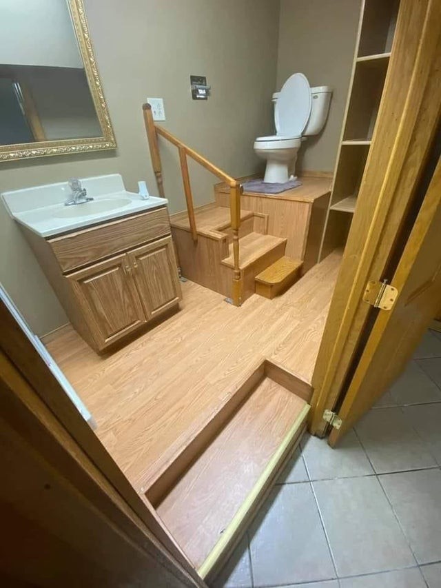The bathroom with too many stairs ...