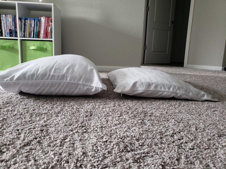 Guess which pillow has been used more?