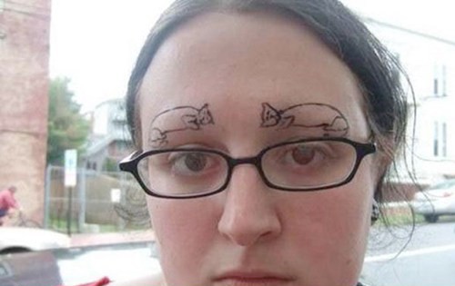 This woman doesn't need eyebrows at all...