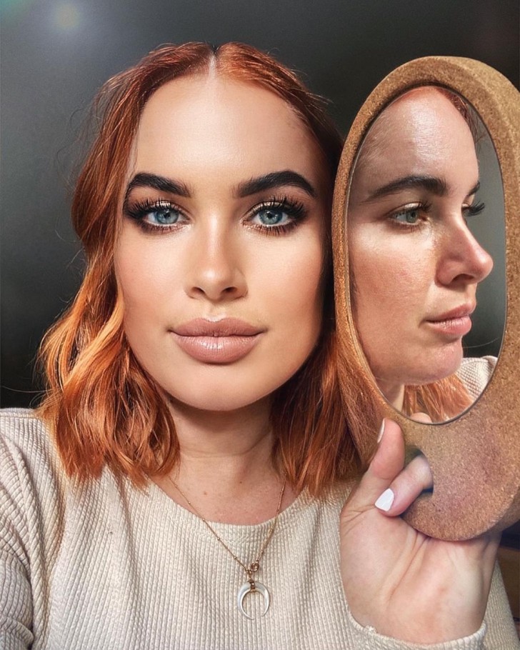 The influencer cleverly shows how "easy" it is to use a few filters and the right makeup to mask any imperfections