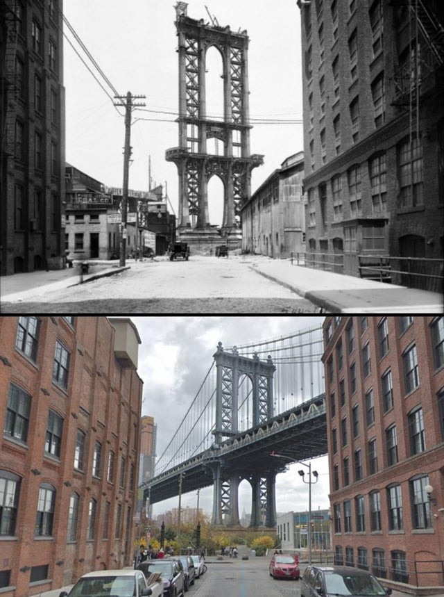 13. Als die Arbeiten an der Brooklyn Bridge begannen und als sie abgeschlossen wurden.